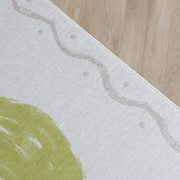Waschbarer Kinderteppich - Mick Limette Grün