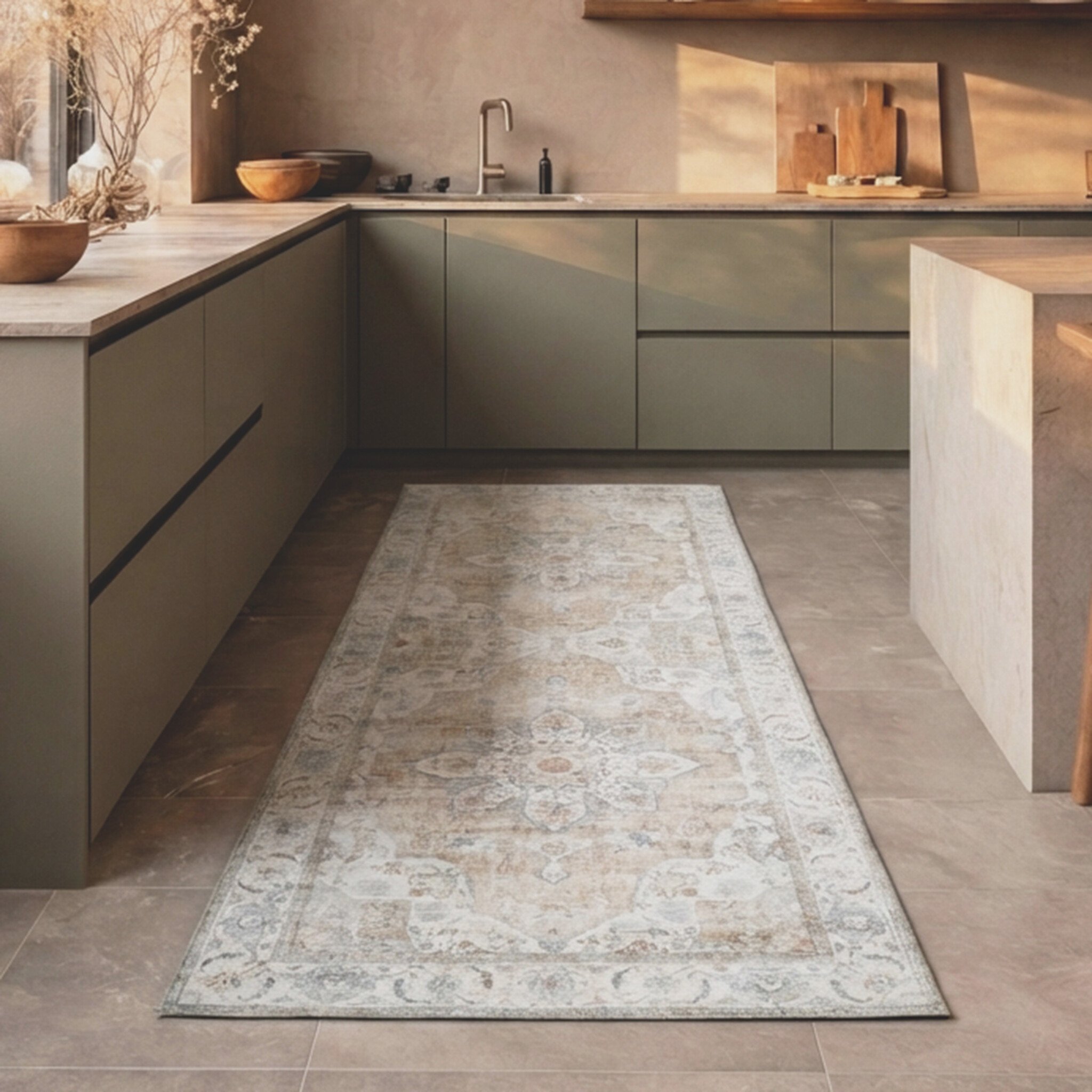 Waschbarer Läufer - Domingo Mandala Beige