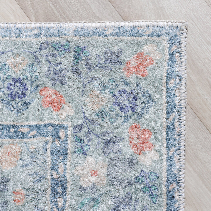 Vintage Teppich - Matteo Floral Blau Beige