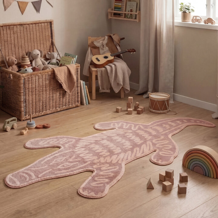 Waschbarer Kinderteppich - Raf Croco Rosa
