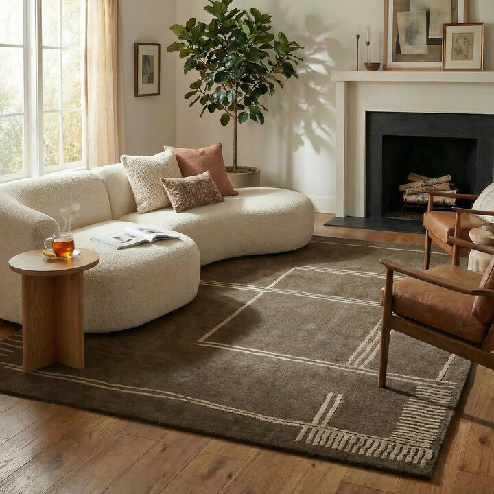 Wollteppich - Harvey Lines Braun
