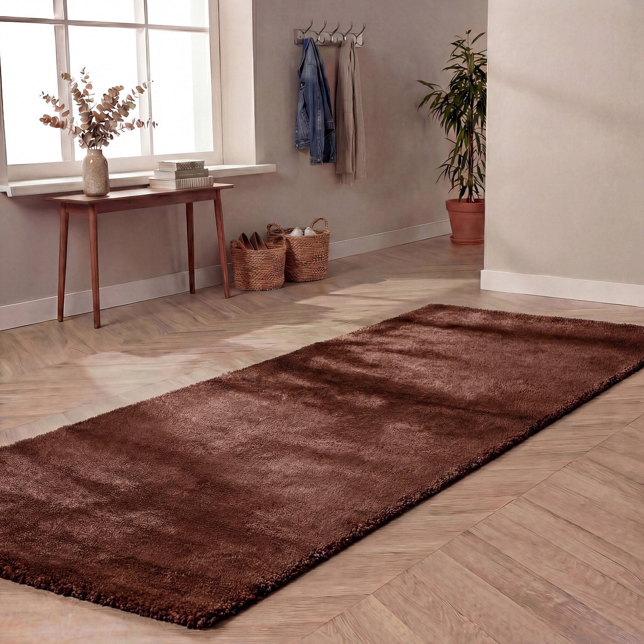 Waschbarer Läufer - Clean Dunkelbraun