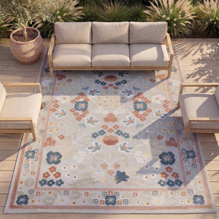 In - & Outdoorteppich - Bloom Oriental Bunt