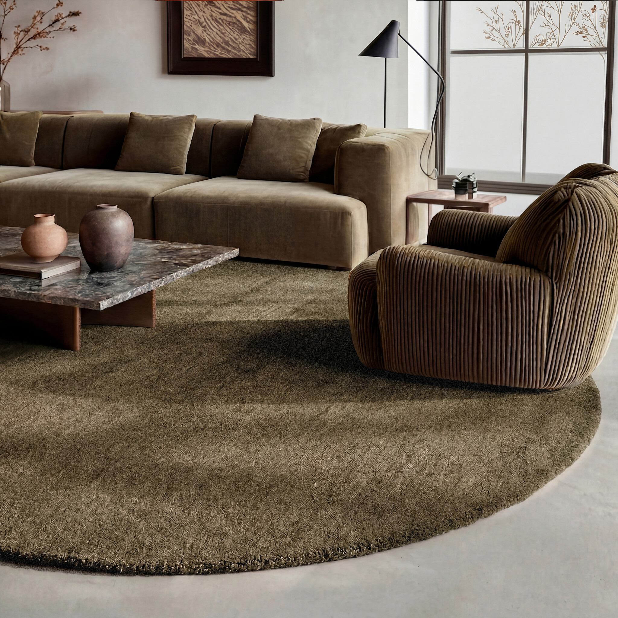 Wollteppich rund - Leone Grün