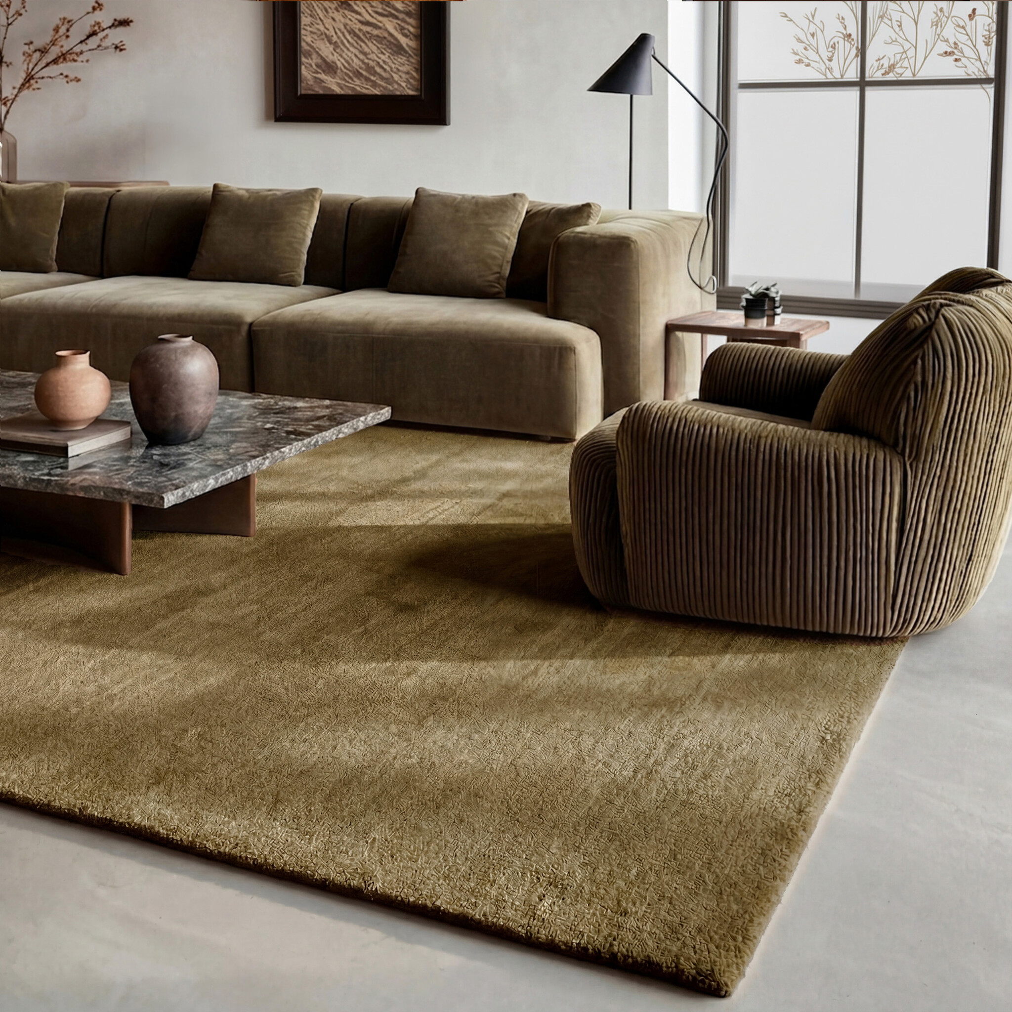 Wollteppich - Leone Olivgrün