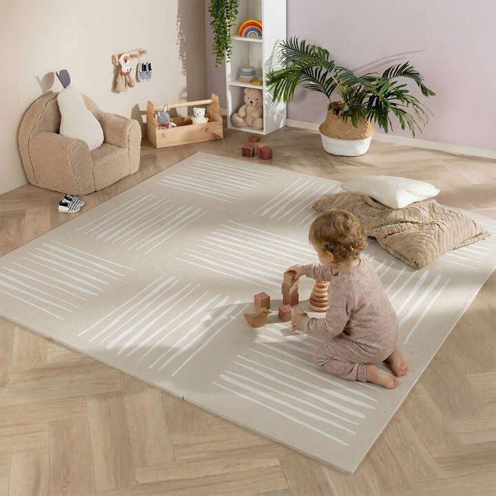 Puzzlematte - Alfie XL Stripes Grau/Beige