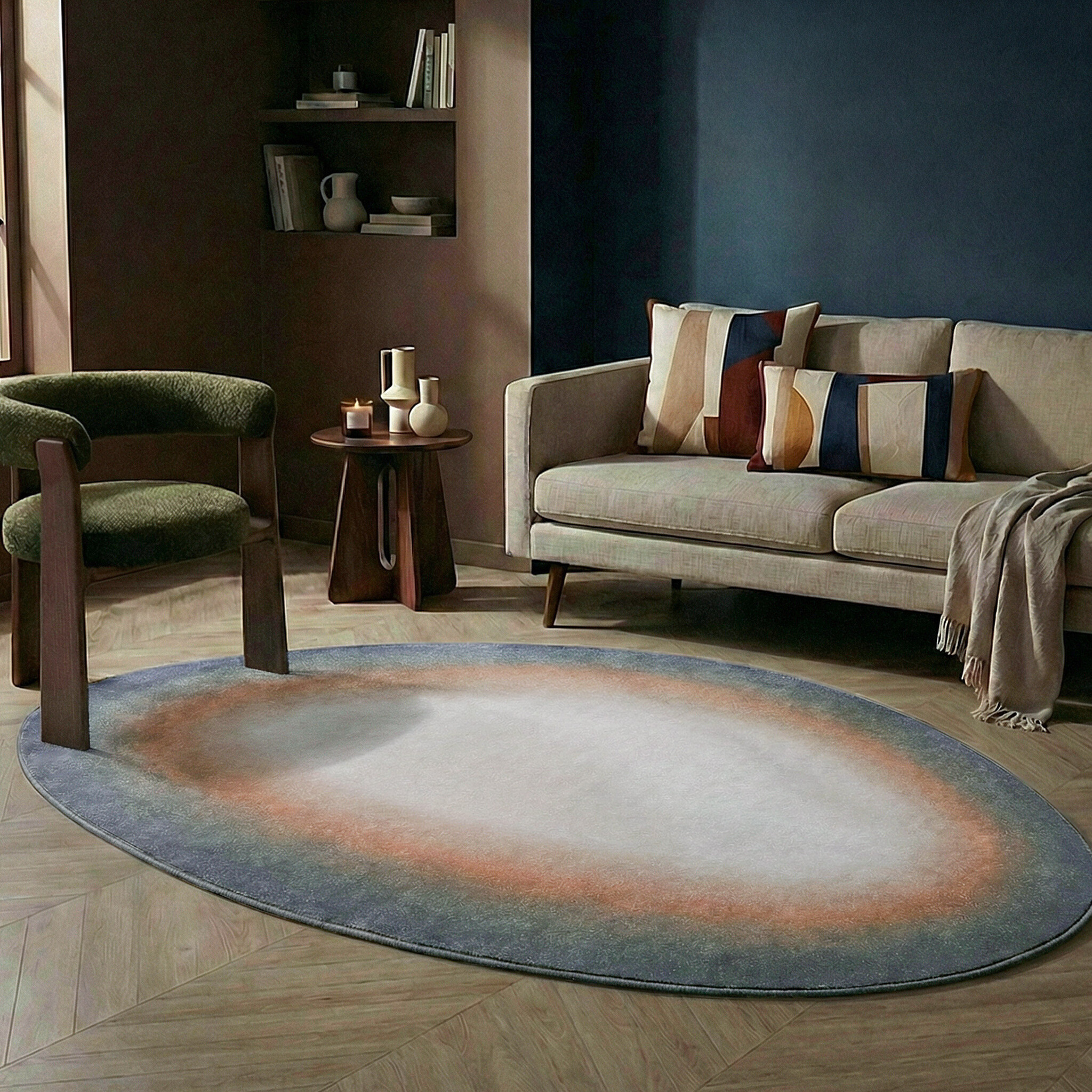 Teppich Organisch - Mellow Blau Rosa