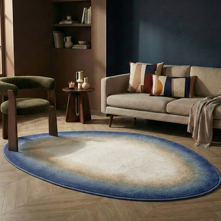 Teppich Organisch - Mellow Blau Gelb