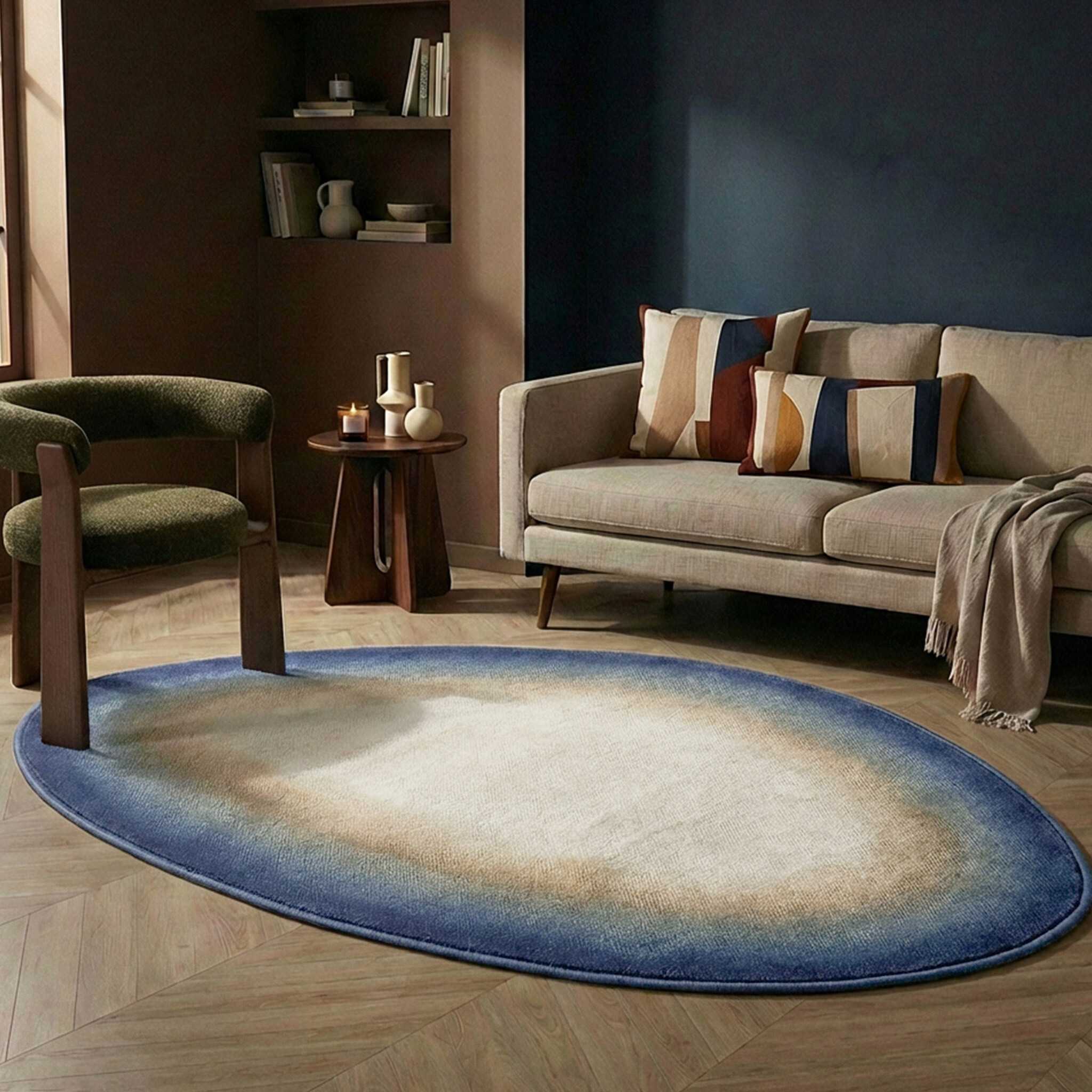 Teppich Organisch - Mellow Blau Gelb