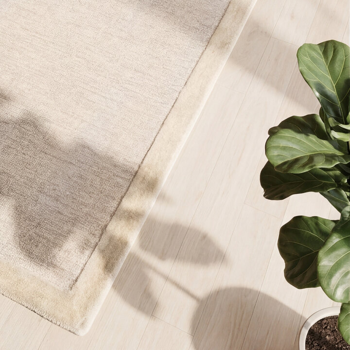 Kurzflor Teppich - Elena Border Beige