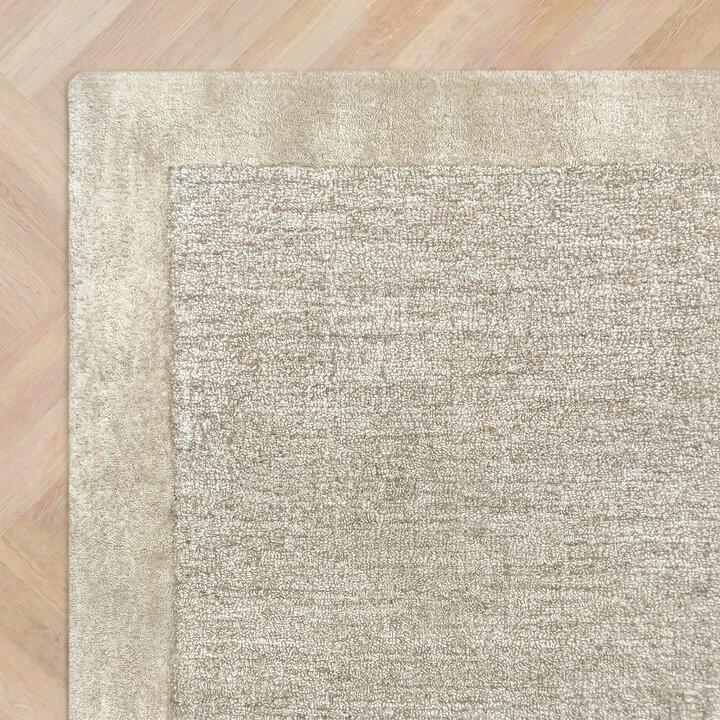 Kurzflor Teppich - Elena Border Taupe