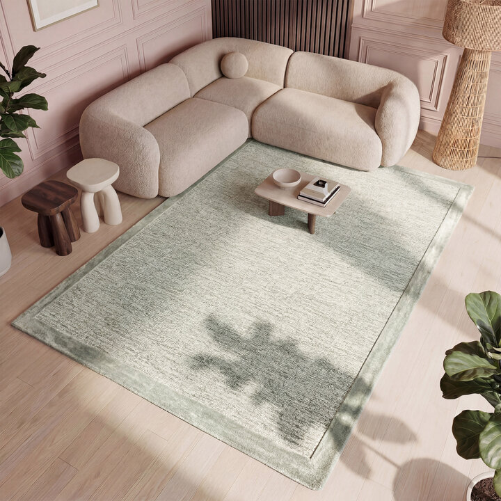 Kurzflor Teppich - Elena Border Grün