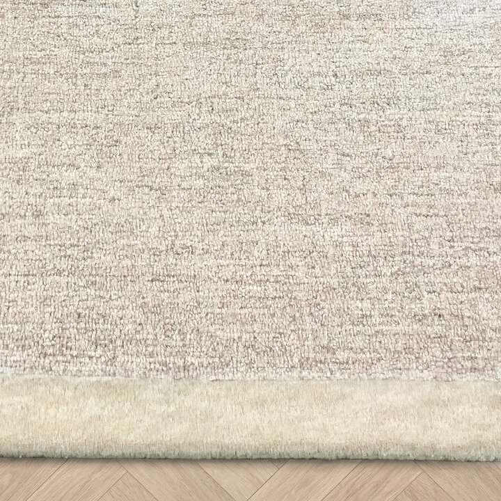 Rund Kurzflor Teppich - Elena Border Beige