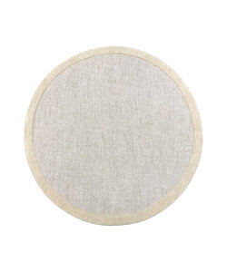 Rund Kurzflor Teppich - Elena Border Beige