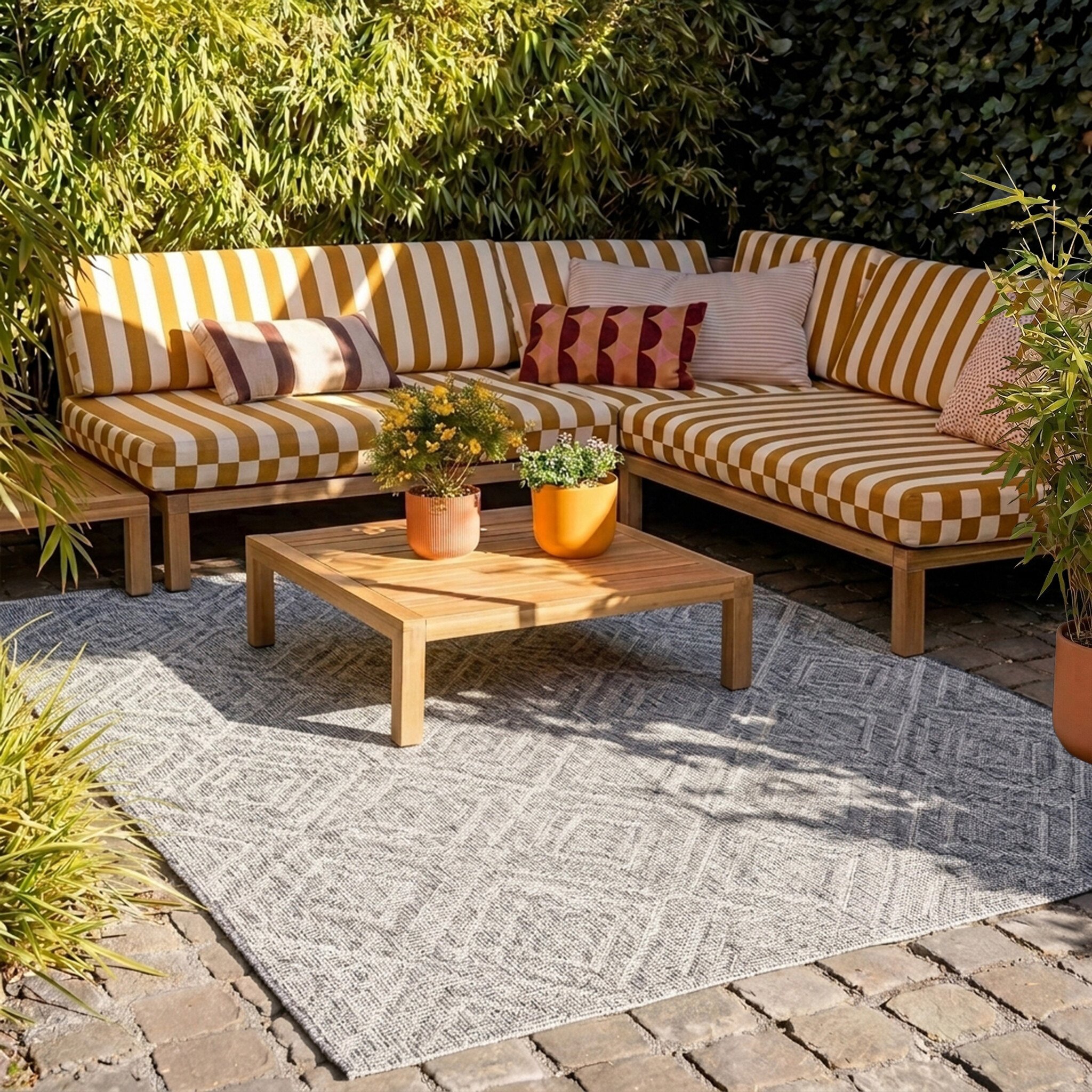 In- & Outdoor Teppich - Summer Retro Grau