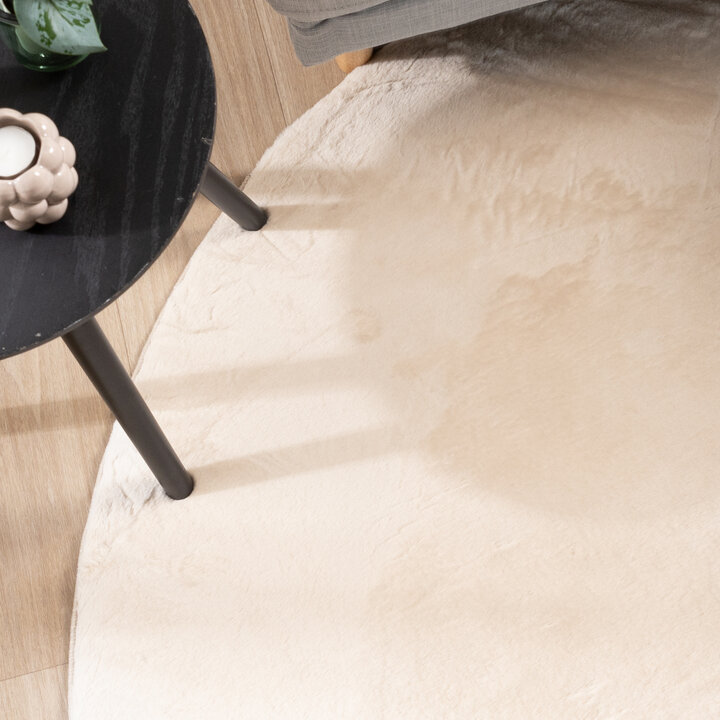 Flauschiger Teppich Oval - Cozy Creme