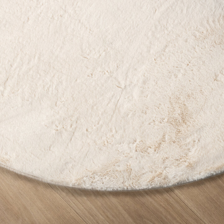 Flauschiger Teppich Oval - Cozy Creme