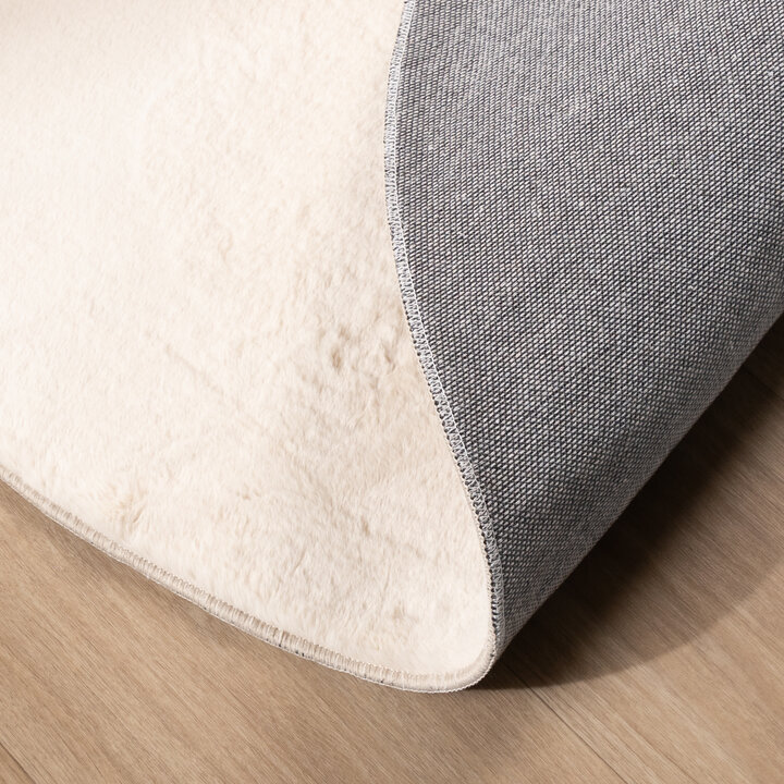 Flauschiger Teppich Oval - Cozy Creme