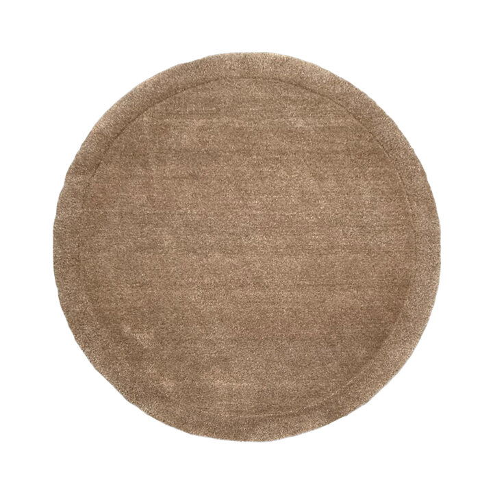 Wollteppich Rund - Isara Border Braun