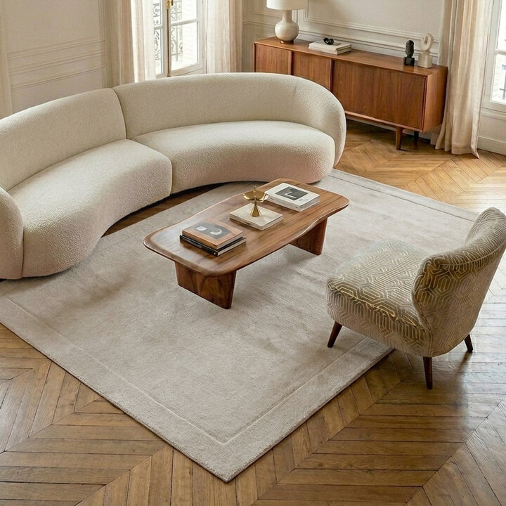 Wollteppich - Isara Border Creme