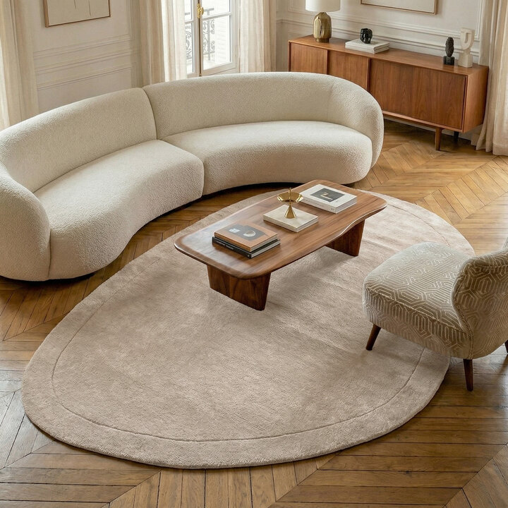 Teppich Organisch - Isara Border Creme