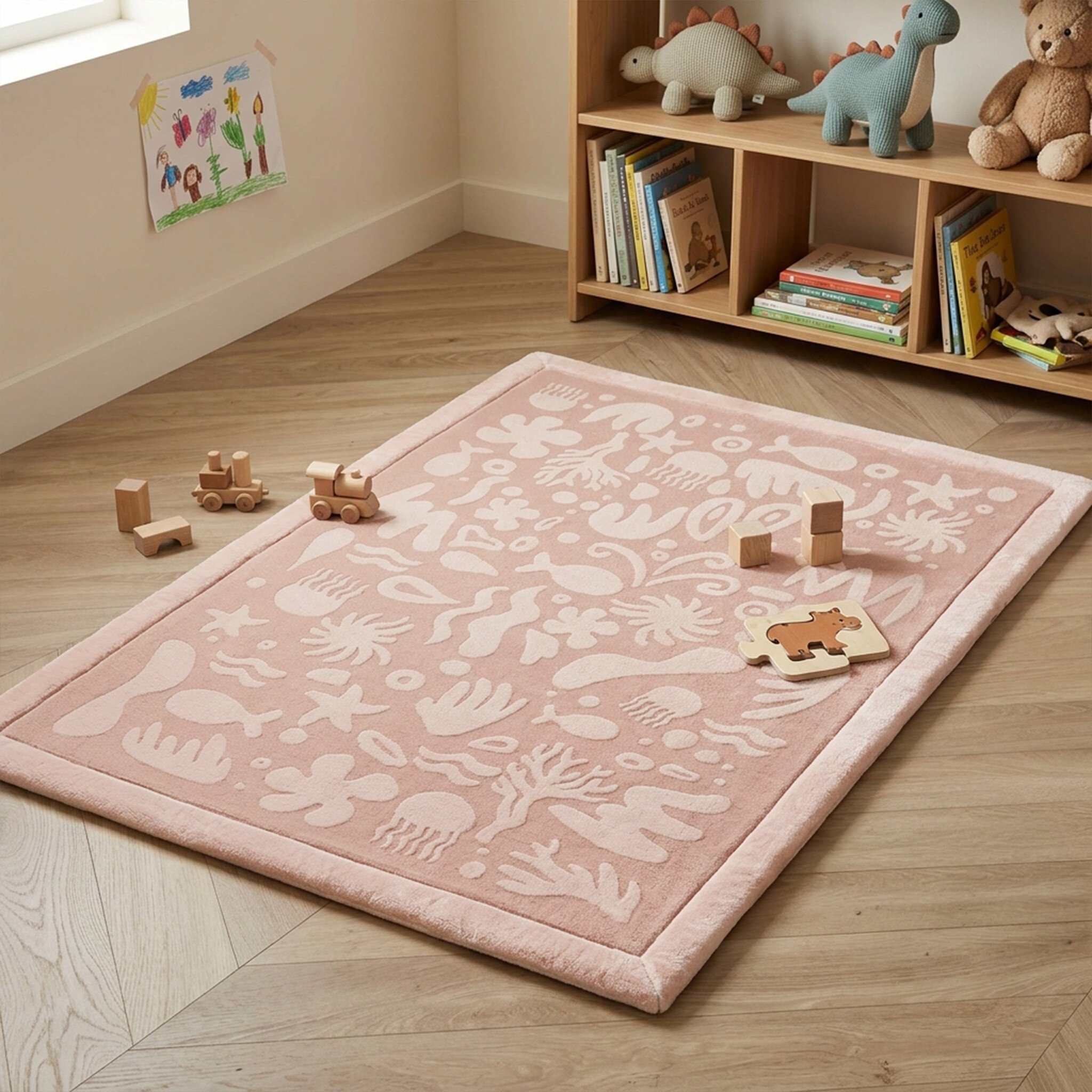 Waschbare Spielmatte Baby - Flo Rosa