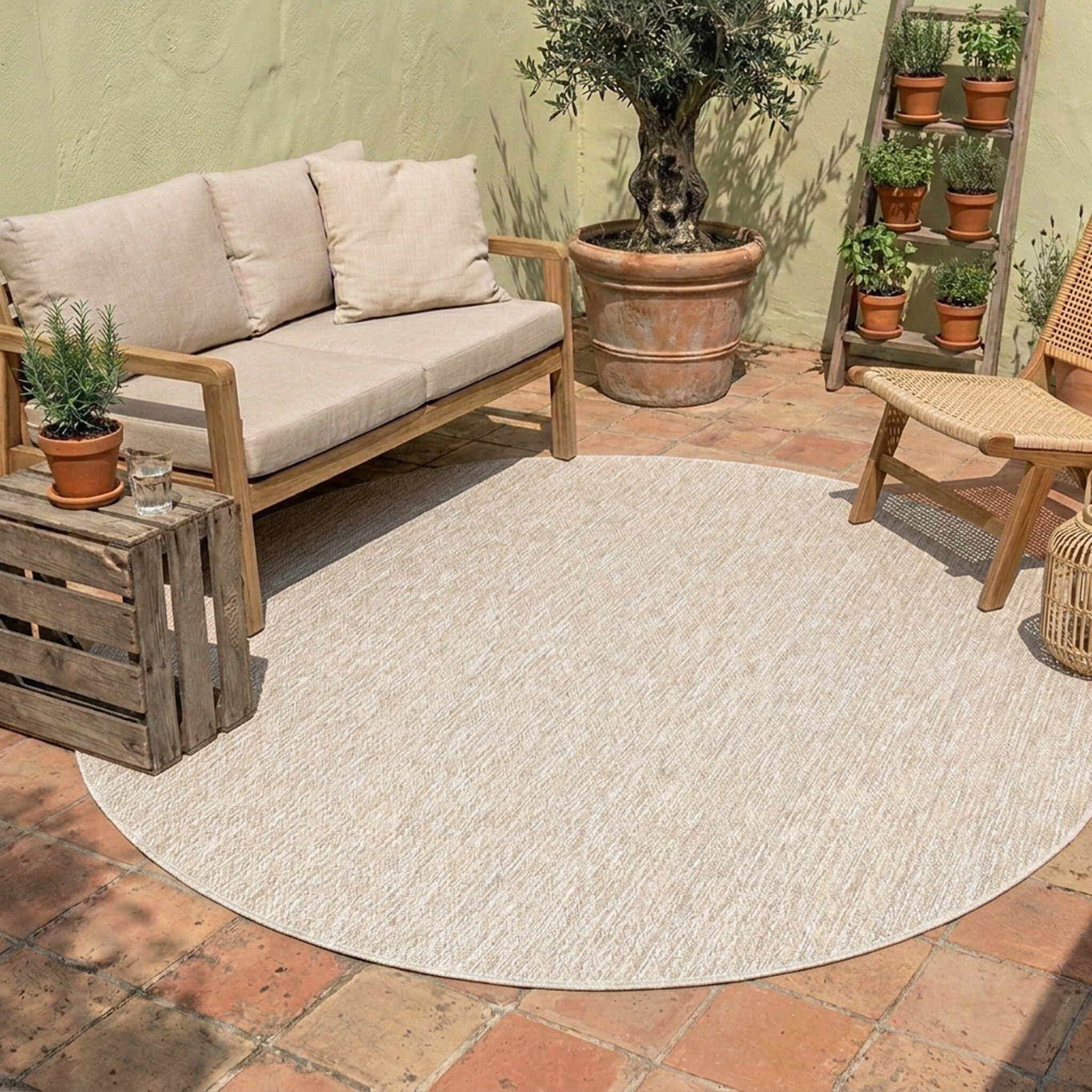 In- & Outdoor Teppich Rund - Costa Beige