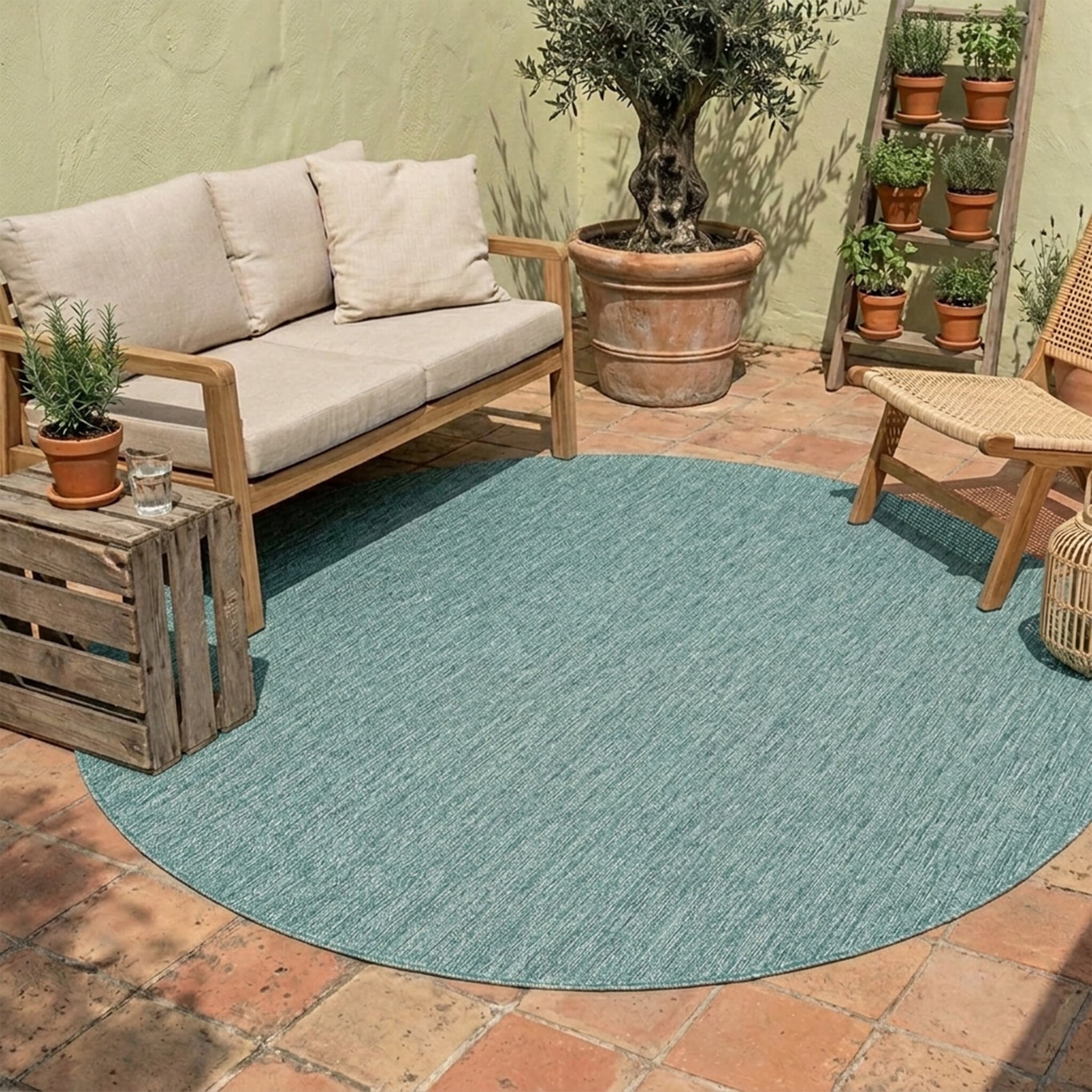 In- & Outdoor Teppich Rund - Costa Türkis