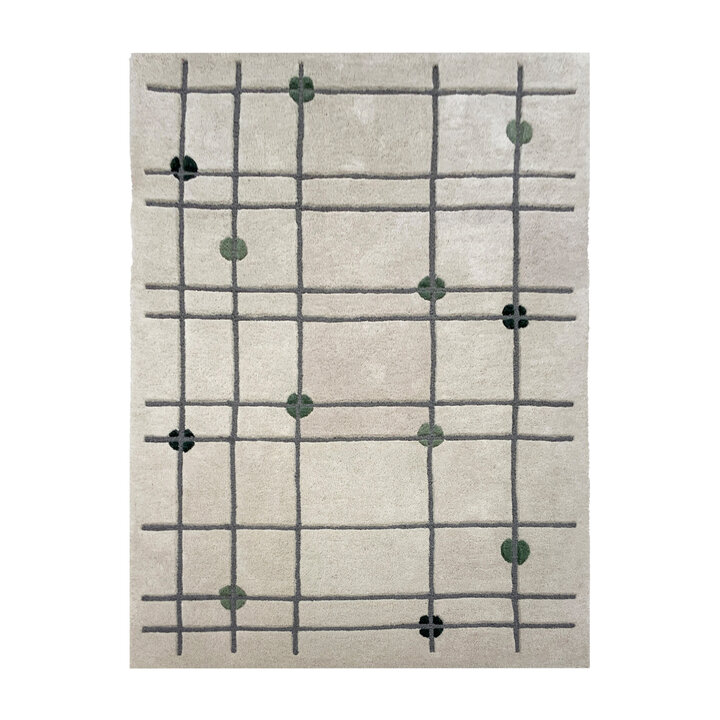 Geometrischer Teppich - Brunello Dots Grün