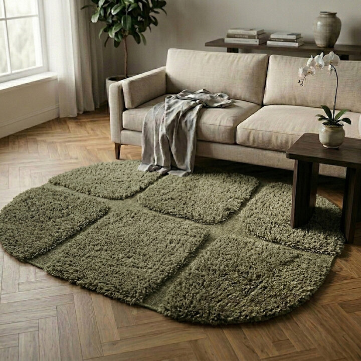 Teppich Organisch - Odette Grid Grün