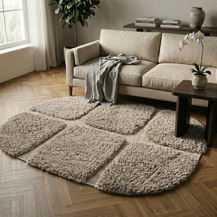 Teppich Organisch - Odette Grid Taupe