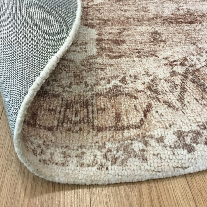 Teppich rund vintage - Kyra Medaillon Braun