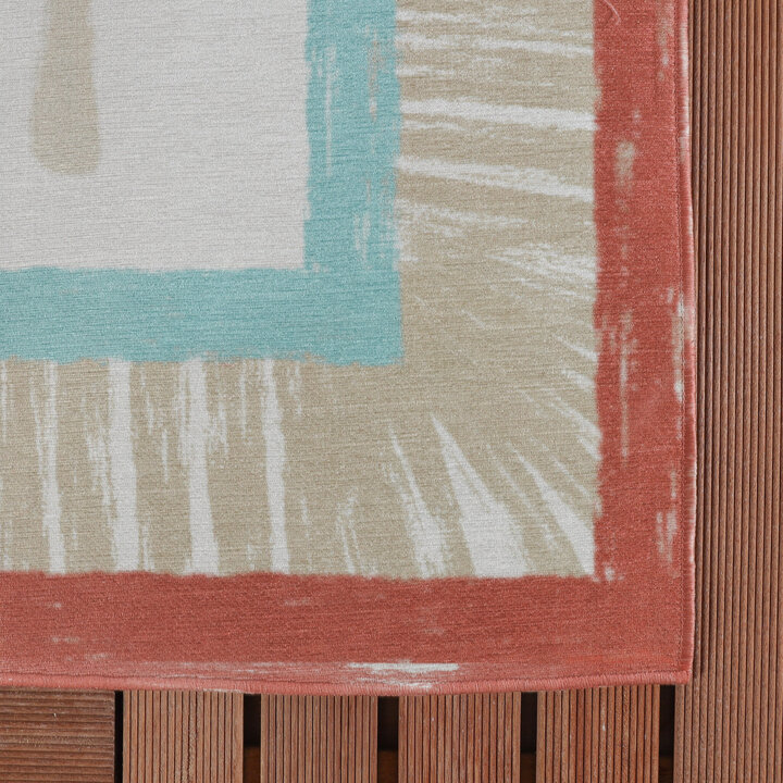 Outdoor-Teppich - Oasis Palm Blau Rot