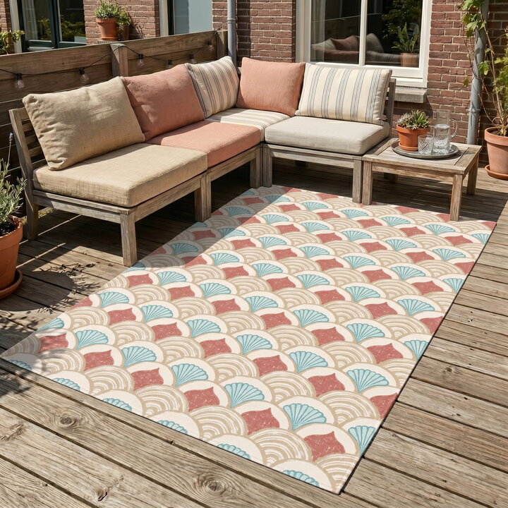 Outdoor-Teppich - Oasis Shell Blau Rot