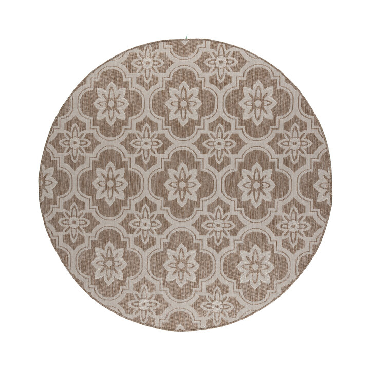 In- & Outdoor Teppich Rund - Rio Flower Beige