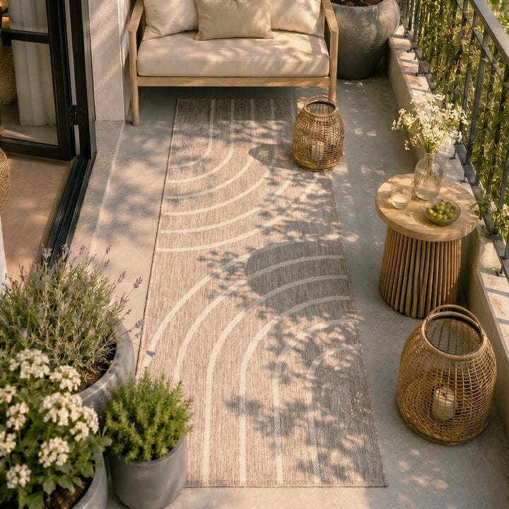 Balkonteppich - Sierra Curves Beige Creme