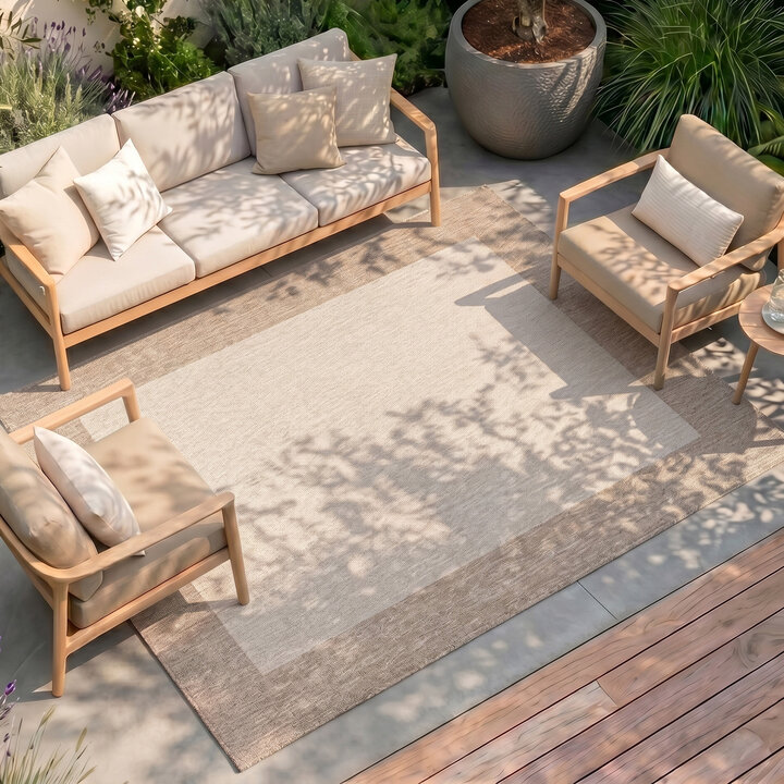 In- & Outdoor Teppich - Sierra Border Creme Beige