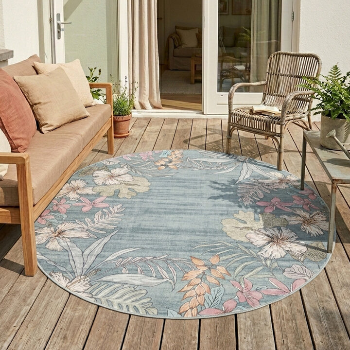 Rund Outdoor Teppich - Poppy Olivgrün