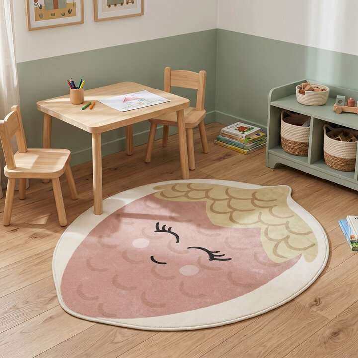 Waschbarer Kinderteppich - Berry Erdbeere Rosa
