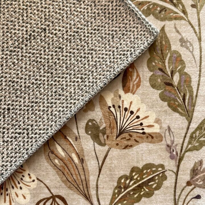 Waschbarer Teppich - Misty Flowers Creme