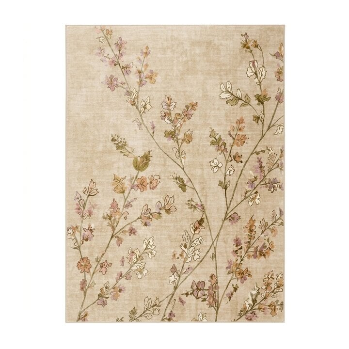 Waschbarer Teppich - Misty Floral Creme