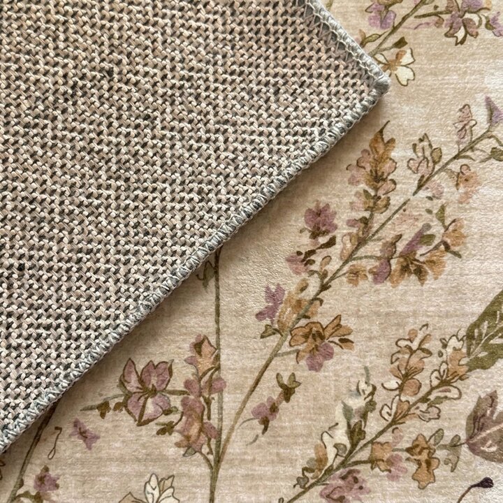 Waschbarer Teppich - Misty Floral Creme
