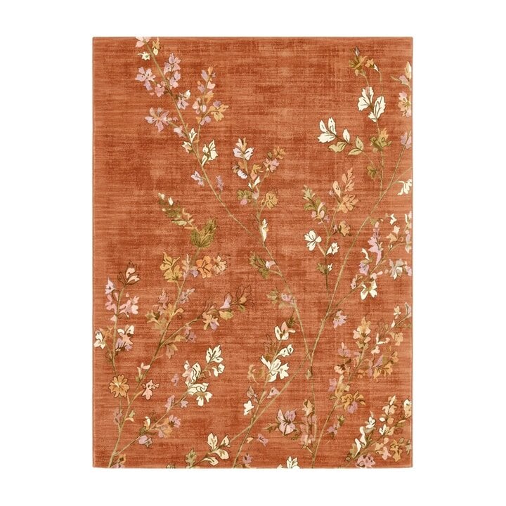 Waschbarer Teppich - Misty Floral Terrakotta