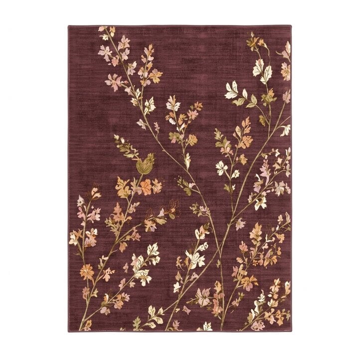 Waschbarer Teppich - Misty Floral Braun