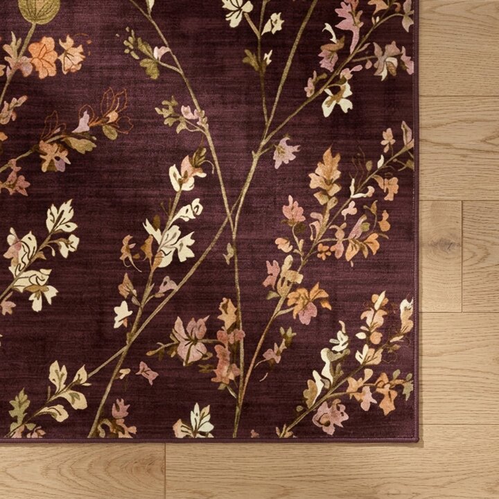 Waschbarer Teppich - Misty Floral Braun