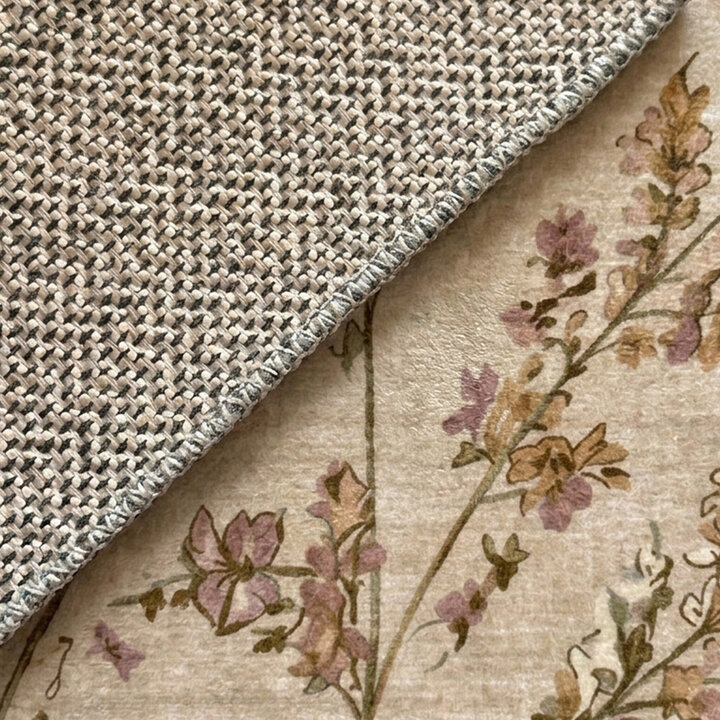 Waschbarer Teppich Rund - Misty Floral Creme
