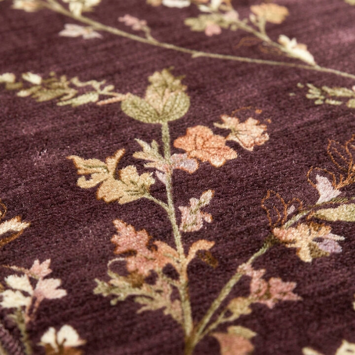 Waschbarer Teppich Rund - Misty Floral Braun