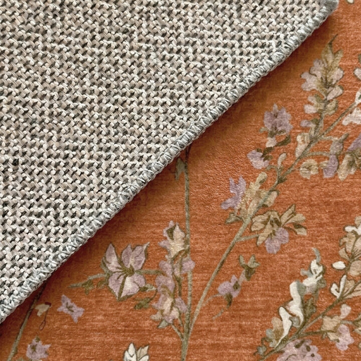 Waschbarer Teppich Rund - Misty Floral Terrakotta