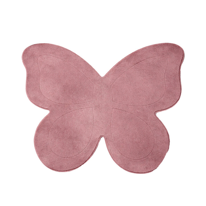 Kinderteppich Waschbar - Coco Schmetterling Dunkelrosa