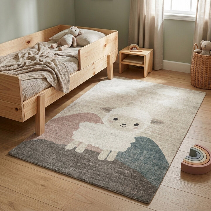 Kinderzimmer Teppich - Balou Schaf Weiß